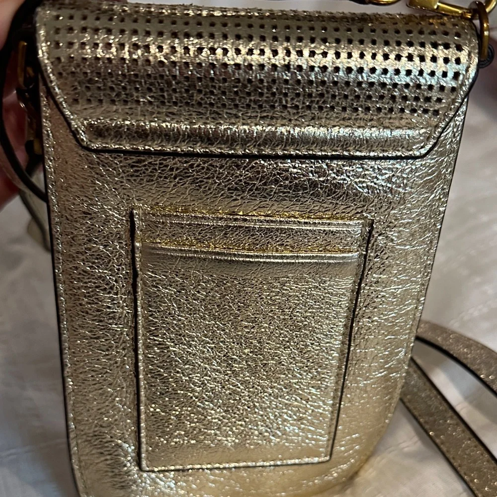 Tory Burch Metallic Gold Crossbody Phone Pouch